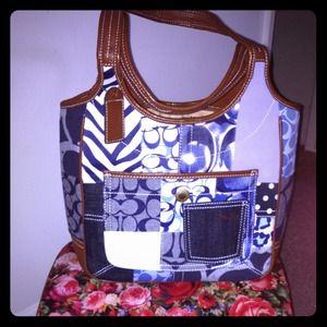 Coach tote brand new denim patch work