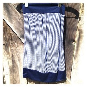 Navy blue striped tube top
