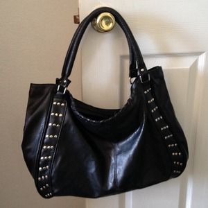 Black faux leather hobo bag...REDICED