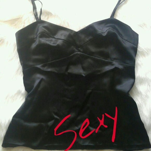 Black Satin corset bustier cami tank
