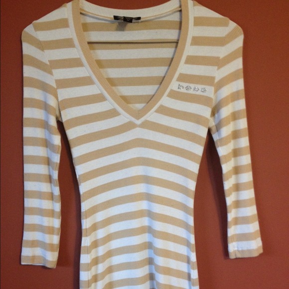Babe white and tan striped top - Picture 1 of 1