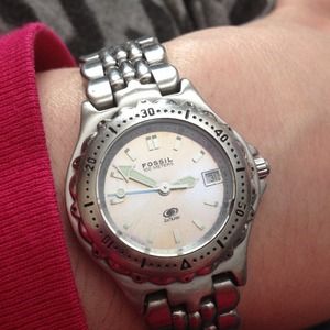 Silver fossil watch.