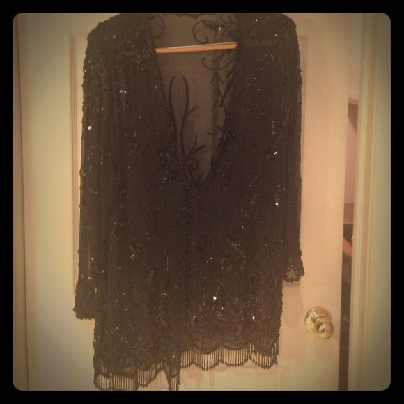 Sheer black beaded jacket