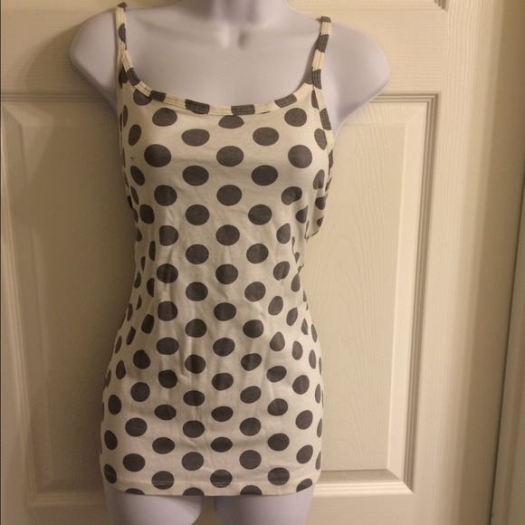 Tops - 🆕cream and grey polka dot top.