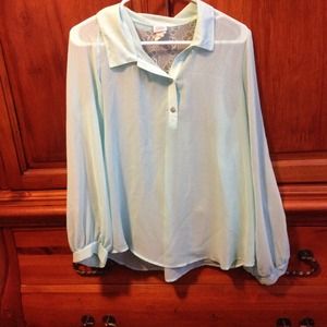 Light teal see throw dress shirt.