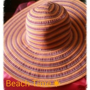Orange Multi Colored Big Brim Hat NWOT