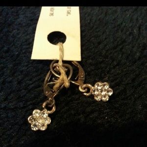 Sold!!  Silver clasp rhinestone flower earrings
