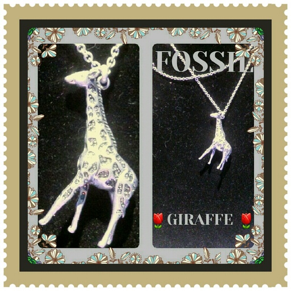 Price ✂️HP🎉 FOSSIL SILVERTONE GIRAFFE🐾  NECKLACE - Picture 5 of 7
