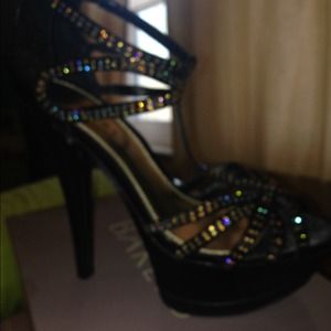 Black sparkle heels