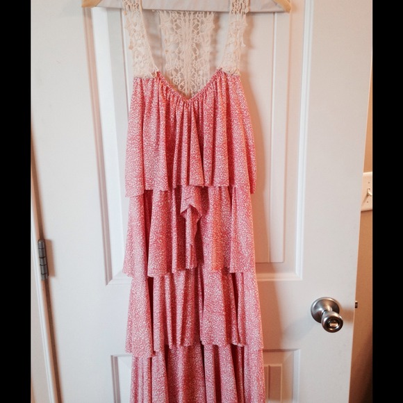 Coral Tiered Razorback Dress