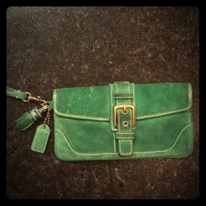 Coach green wristlet