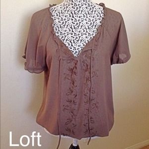 Sheer Loft Top with Tie and Detailed Front