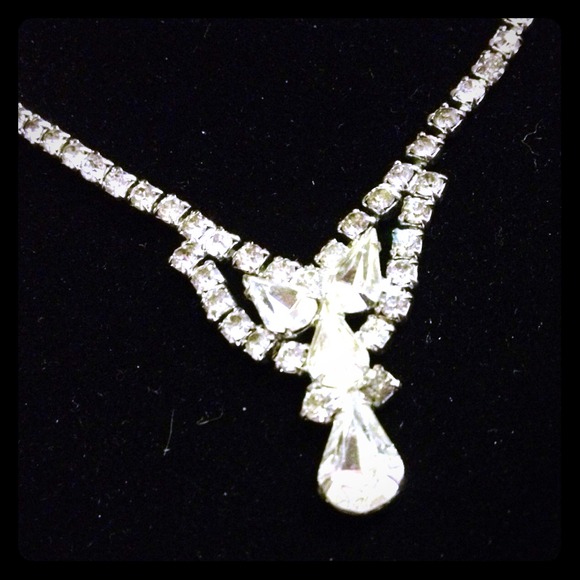 Stunning Vtg rhinestone necklace! Prom wear!