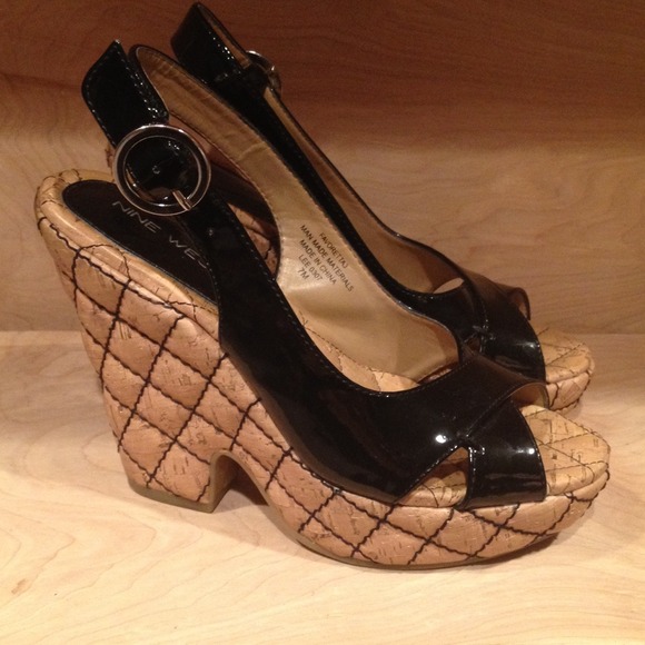 Nine West Patent Leather Black Stitch Platform