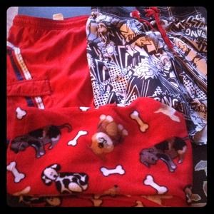 2 bathing suits and pj's