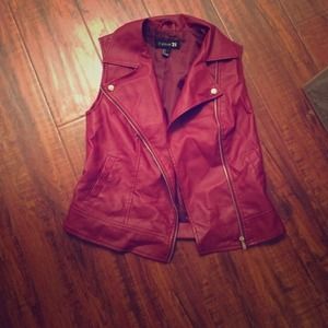Red blazer with no sleeves