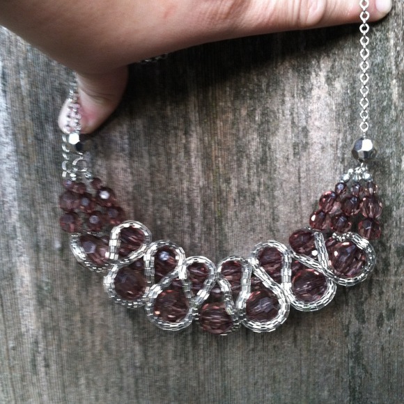 SOLD-----Smoky Topaz plastic& metal necklace - Picture 2 of 4