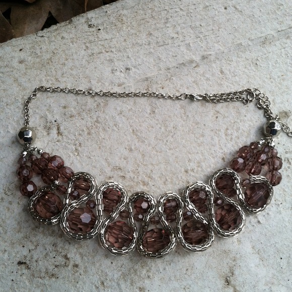 SOLD-----Smoky Topaz plastic& metal necklace - Picture 3 of 4