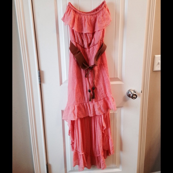 Coral High Low Dress