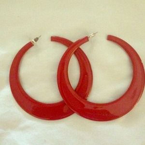 Red Hoop Earrings