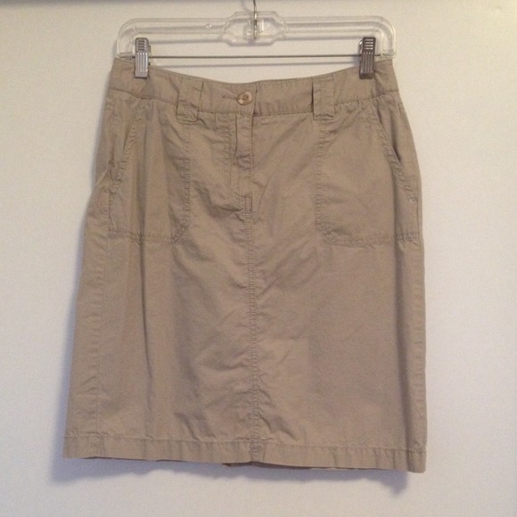 Khaki Knee Length Skirt