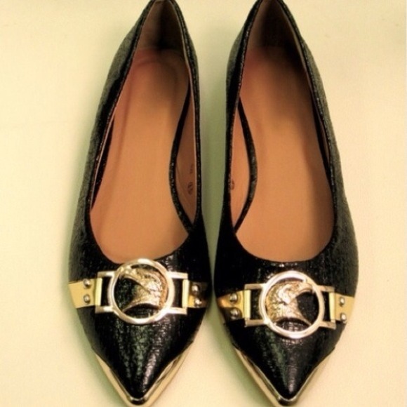 Sexy Black & Gold Ballet Flats