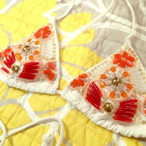 Victoria's Secret Triangle Beaded Bikini Top