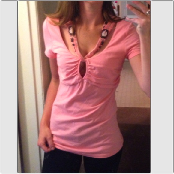 Victoria's Secret pink beaded keyhole top