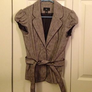 Brown cap sleeve suit top