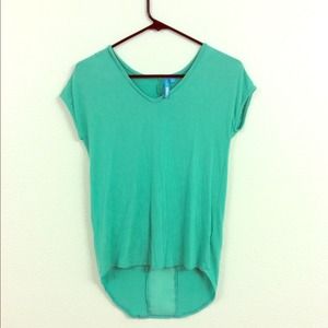 Aqua scalloped back shirt