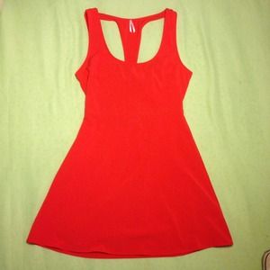 Red-Orange Skater Open Back Dress