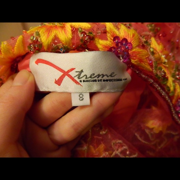 Coral Pink Mesh Cocktail/Prom Dress - Picture 4 of 4