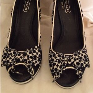 Authentic Coach wooden heel wedges.