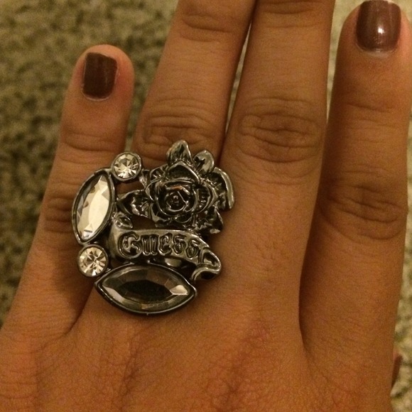 Grey and crystal ring