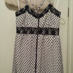 Lace polka dot zippered front dress