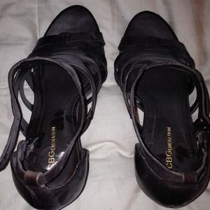 Retro chocolate brown platform sandals size 8