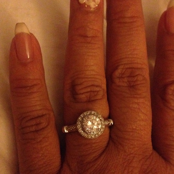 sterling silver cubic zirconium halo style ring