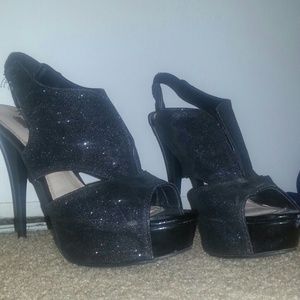 Senbege open toe black high heel