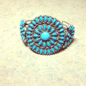 Silver tone cuff bangle