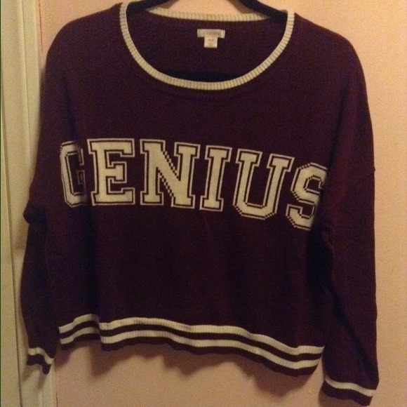 Sweaters - Burgundy Genius cropped sweater