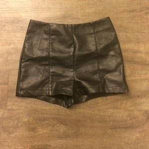 High waisted faux leather shorts