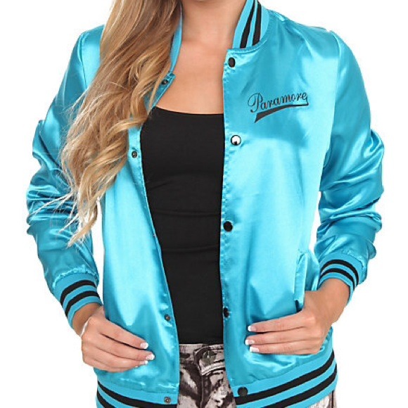 Paramore Turquoise Teal Blue Satin Jacket