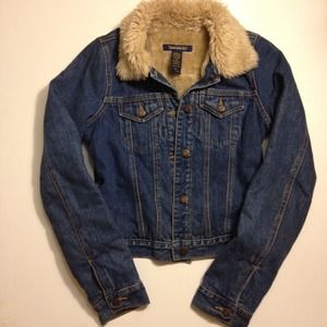 Vintage Abercrombie & Fitch denim fur jacket coat