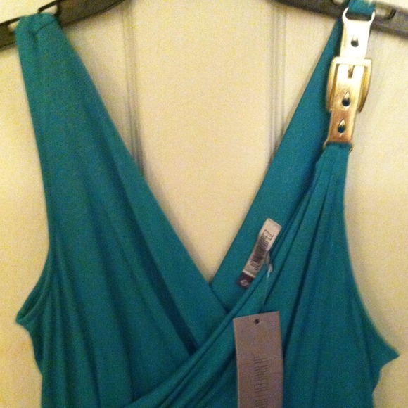 JLO TEAL GREEN DRESS SIZE LARGE - Picture 2 of 4