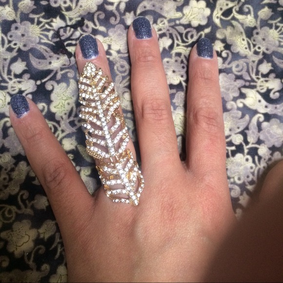 Gold plated leaf ring