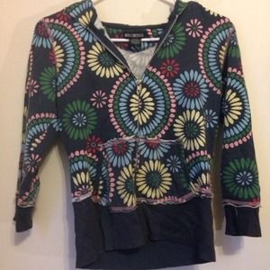 Patterned 3/4 sleeve zip up hoodie