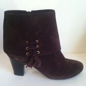 Brown suede booties