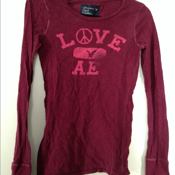 American Eagle Long Sleeve Peace Sign Shirt