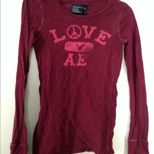 American Eagle Long Sleeve Peace Sign Shirt