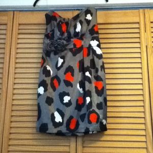 Strapless leopard dress.